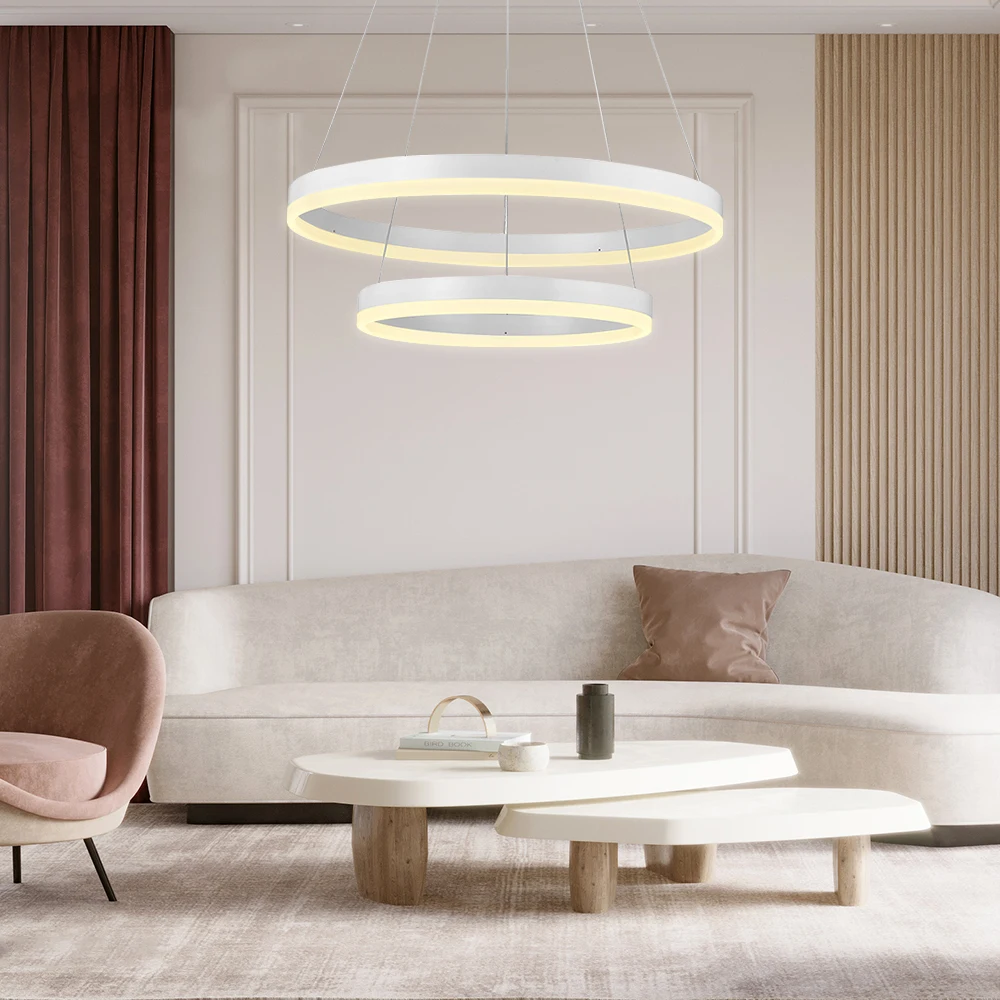 LED Modern Circular Pendant Lamp Indoor 2-Ring 70W Hanging Light Cable Adjustable Chandelier For Living Room Bedroom Decor Hotel
LED Modern Circular Pendant Lamp Indoor 2-Ring 70W Hanging Light Cable Adjustable Chandelier For Living Room Bedroom Decor Hotel