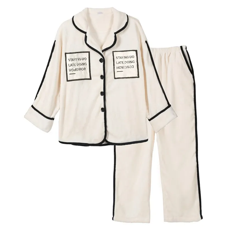 Pyjama Femme Letter Flannel Couple Pajamas Set Women Winter Thickened Warm Sleepwear Coral Fleece Men's Large Size Home Suit
Pyjama Femme Letter Flannel Couple Pajamas Set Women Winter Thickened Warm Sleepwear Coral Fleece Men's Large Size Home Suit
