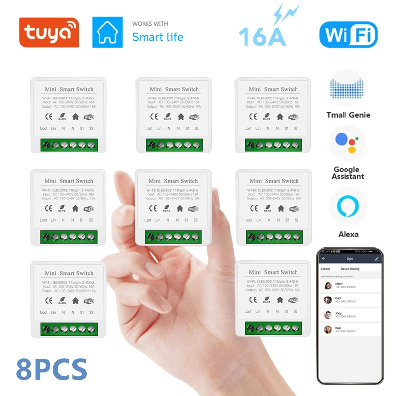 16A Tuya Mini Smart Wifi Switch 2 Way Control Timing Module Smartlife APP Remote Control For Alexa Alice Google Home Automation
16A Tuya Mini Smart Wifi Switch 2 Way Control Timing Module Smartlife APP Remote Control For Alexa Alice Google Home Automation