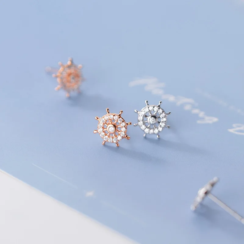 Real 925 Sterling Silver Cute Zircon Rudder Stud Earrings Small Earrings for Women Girls
Real 925 Sterling Silver Cute Zircon Rudder Stud Earrings Small Earrings for Women Girls