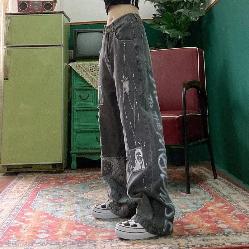 Women Loose Vintage Female Pants Fashion Femme Harajuku Baggy Jeans Female Pants Casual Funny Gothic Pants Summer Jeans
Women Loose Vintage Female Pants Fashion Femme Harajuku Baggy Jeans Female Pants Casual Funny Gothic Pants Summer Jeans