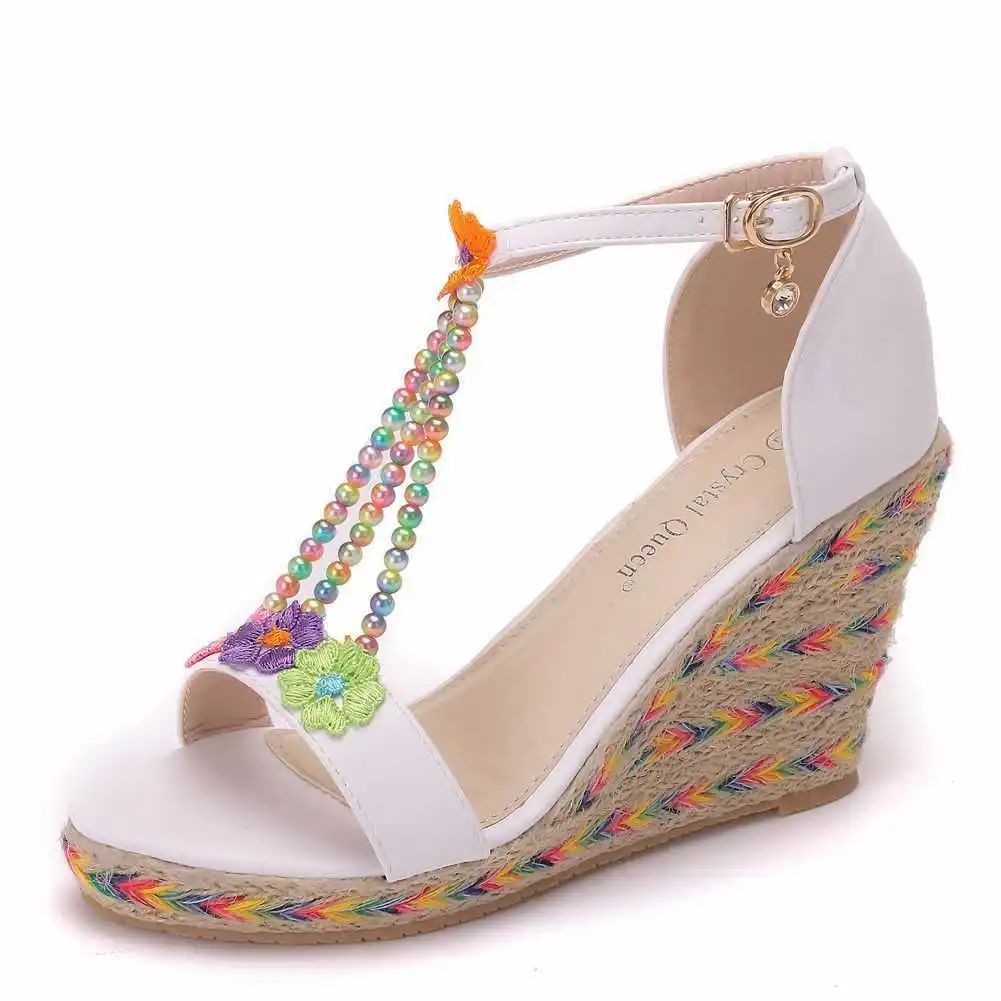 2021 new 9cm colorful flower fish mouth slope Heel Sandal Size Beaded waterproof platform slope heel sandal one line belt
2021 new 9cm colorful flower fish mouth slope Heel Sandal Size Beaded waterproof platform slope heel sandal one line belt