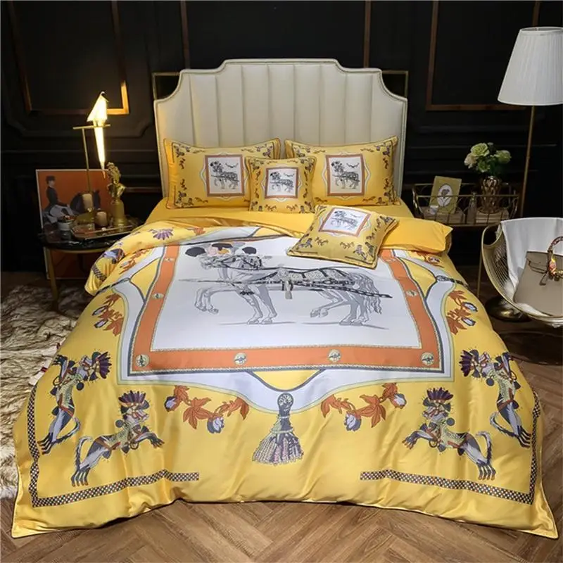 Luxury printed satin silk cotton bedding set quilt cover 6pcs queen king size bed set horse bed linen pillowcases bed sheet set
Luxury printed satin silk cotton bedding set quilt cover 6pcs queen king size bed set horse bed linen pillowcases bed sheet set