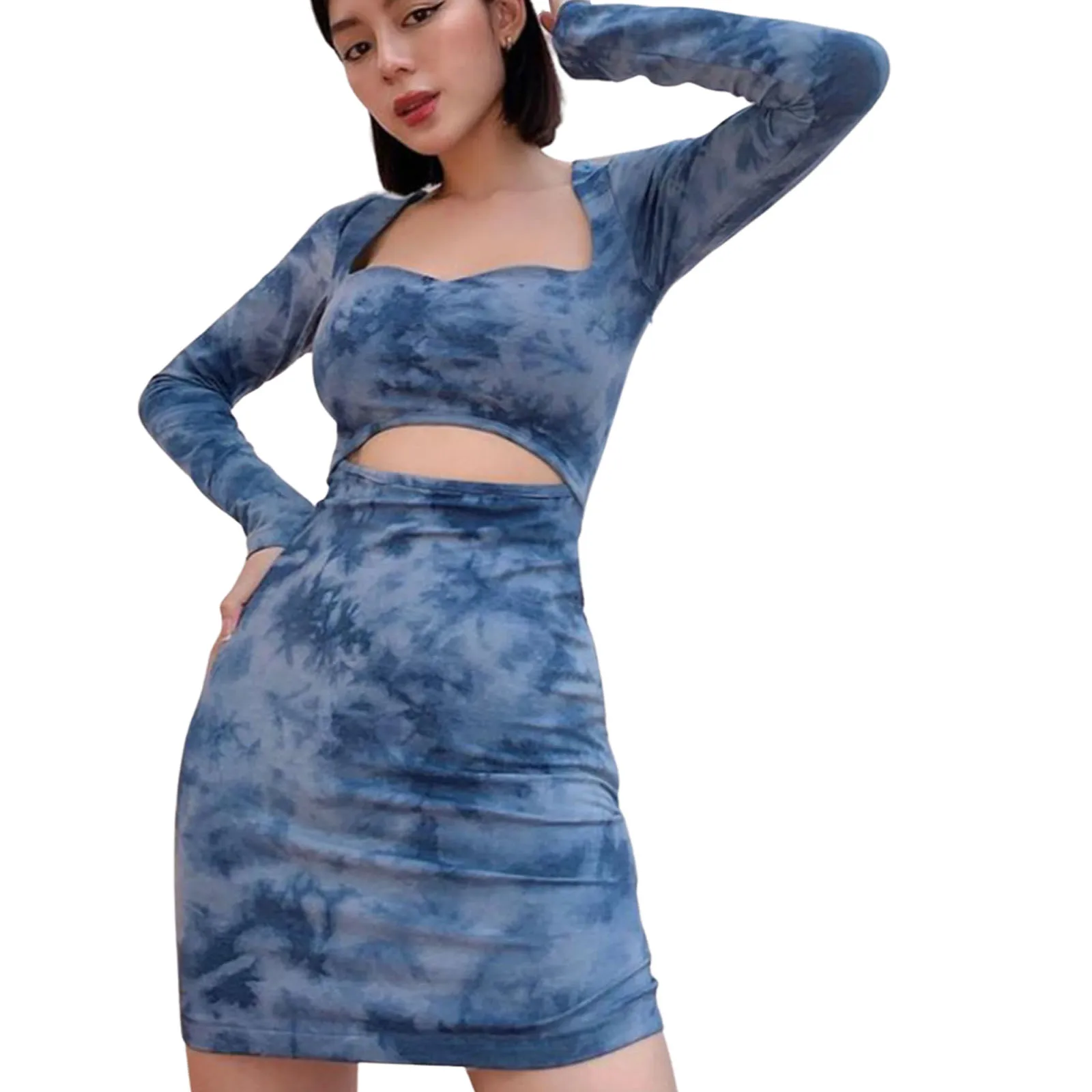 Women’s Fashion Tie-dye Dress Sexy Square Collar Hollow Long Sleeve Skinny Short Dress
Women’s Fashion Tie-dye Dress Sexy Square Collar Hollow Long Sleeve Skinny Short Dress