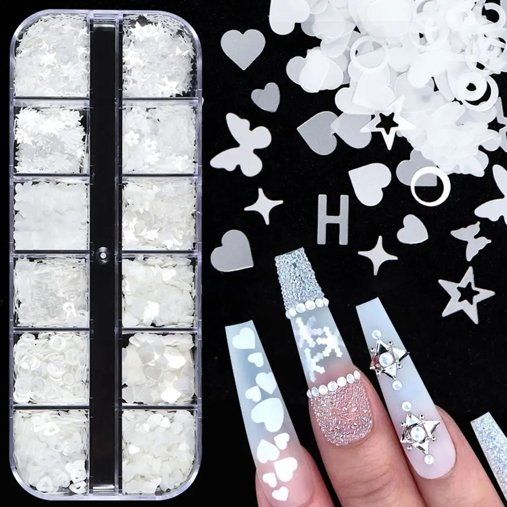 Pure White Nail Art Sequins Mixed Love Heart Butterfly Letter Slice Flake For DIY Manicure Design Nails Decoration Accessories
Pure White Nail Art Sequins Mixed Love Heart Butterfly Letter Slice Flake For DIY Manicure Design Nails Decoration Accessories