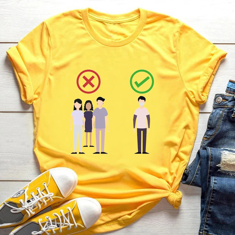 Cartoon Keep Social Distance Printed Women T-shirt Soft Casual Female Top New Fashion Laides Yellow Short Sleeve Clothes
Cartoon Keep Social Distance Printed Women T-shirt Soft Casual Female Top New Fashion Laides Yellow Short Sleeve Clothes