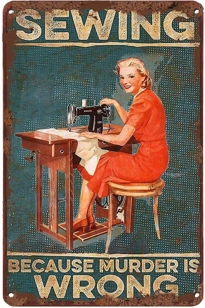 Vintage Tin Sign Sewing Because Murder is Wrong Funny Novelty Metal Sign Retro Wall Decor For Home Gate Garden Bars Restaurants
Vintage Tin Sign Sewing Because Murder is Wrong Funny Novelty Metal Sign Retro Wall Decor For Home Gate Garden Bars Restaurants