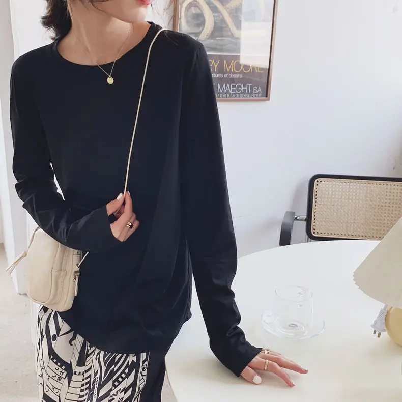 T-shirt long sleeve girl student round neck versatile solid color spring and autumn base shirt
T-shirt long sleeve girl student round neck versatile solid color spring and autumn base shirt