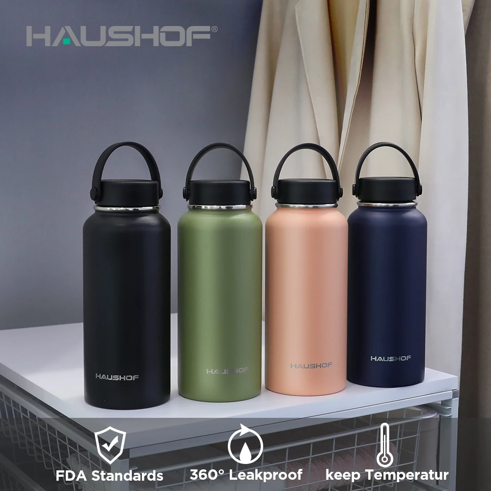 HAUSHOF 950ml Water Bottle Double Wall Large Capacity Stainles Steel Thermos Water Bottle Vacuum Insulated with Handgrip
HAUSHOF 950ml Water Bottle Double Wall Large Capacity Stainles Steel Thermos Water Bottle Vacuum Insulated with Handgrip