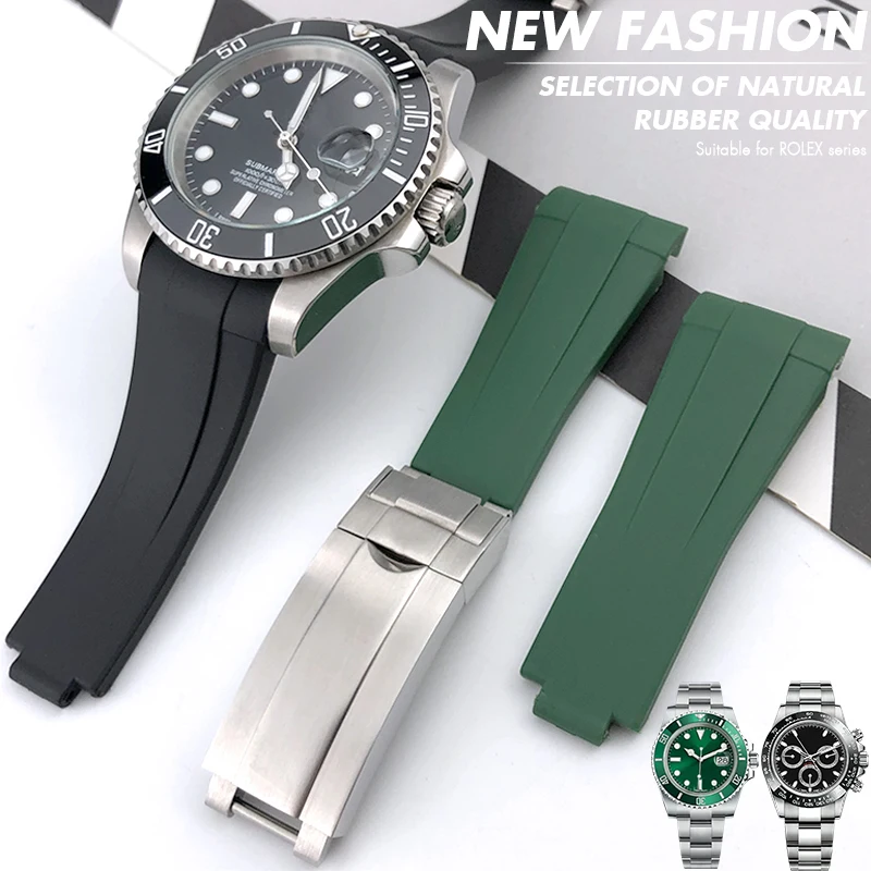 20mm Curved End Rubber Silicone Watchband Fit for Rolex Submariner GMT Daytona Air King Sports Watch Strap Adjustable Buckle
20mm Curved End Rubber Silicone Watchband Fit for Rolex Submariner GMT Daytona Air King Sports Watch Strap Adjustable Buckle