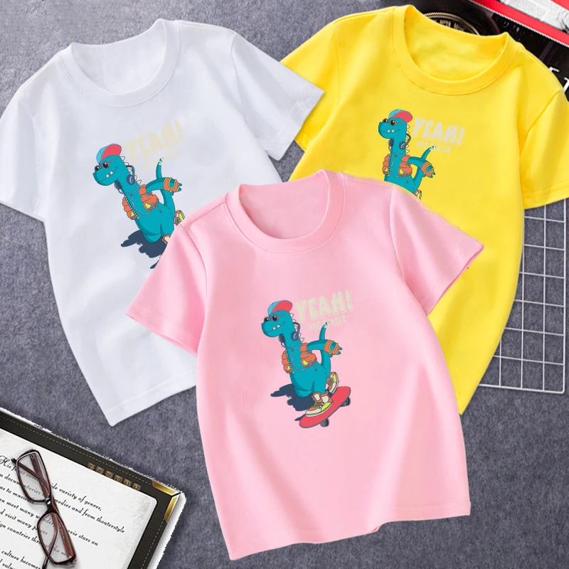 Children's Clothing Boys T-Shirts A Dinosaur on a Scooter Cartoon Cotton Print Tshirt Interesting Kawaii Leisure TShirt Girls
Children's Clothing Boys T-Shirts A Dinosaur on a Scooter Cartoon Cotton Print Tshirt Interesting Kawaii Leisure TShirt Girls