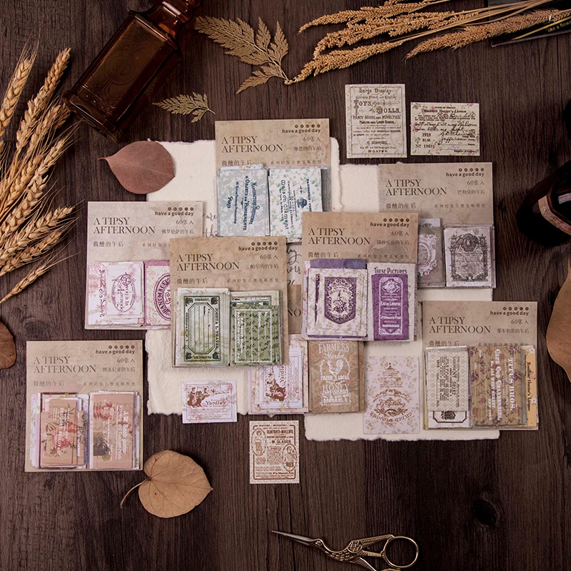 Dimi 60pcs/Pack Tipsy Afternoon Retro Tickets Decor Journals Collage Stcikers Scrapbooking DIY Bottle Vintage Adhesive Labels
Dimi 60pcs/Pack Tipsy Afternoon Retro Tickets Decor Journals Collage Stcikers Scrapbooking DIY Bottle Vintage Adhesive Labels