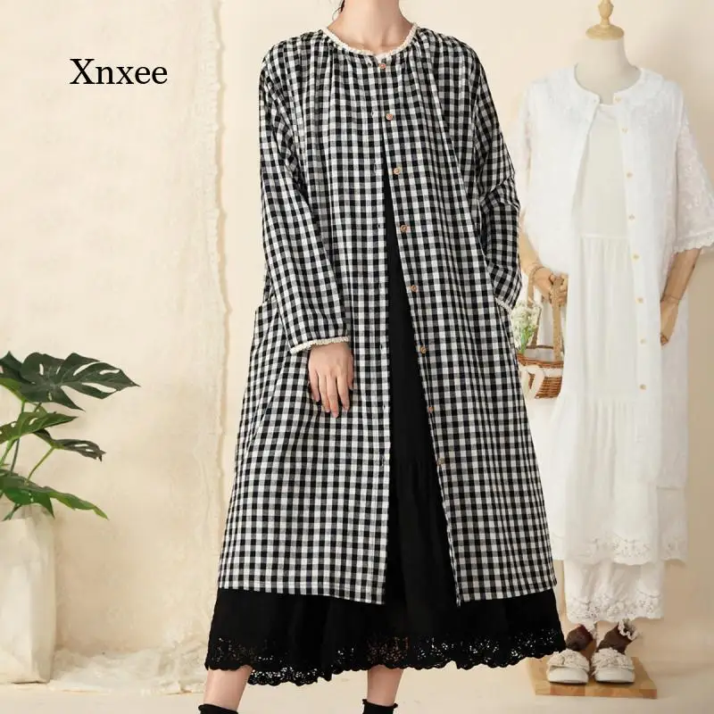 Japanese Women's Long Sleeve Dress Spring Autumn New Plaid Dresses Single Breasted Casual Daily Wear Single-Breasted Robe Coat
Japanese Women's Long Sleeve Dress Spring Autumn New Plaid Dresses Single Breasted Casual Daily Wear Single-Breasted Robe Coat