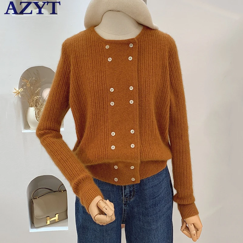 AZYT Soft Double Breasted Knit Cardigan Female Jacket Vintage O Neck Solid Women Sweater Cardigan 2022 Casual Pull Femme
AZYT Soft Double Breasted Knit Cardigan Female Jacket Vintage O Neck Solid Women Sweater Cardigan 2022 Casual Pull Femme