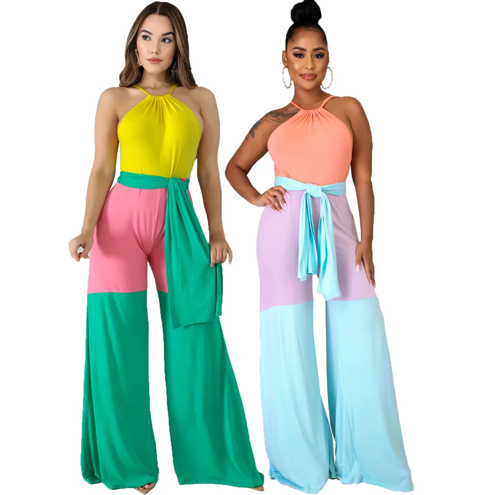Female color stitching off-the-shoulder leaky-shoulder jumpsuits loose fashion trousers
Female color stitching off-the-shoulder leaky-shoulder jumpsuits loose fashion trousers