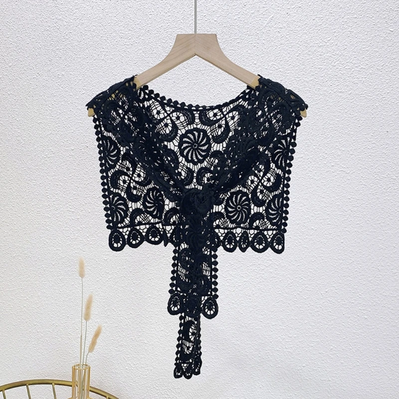 Women Hollow Out Floral Lace Big Shawl Wrap Fake Collar Crochet Tie Knot Front Cotton Scarf Decorative Short Poncho Cape
Women Hollow Out Floral Lace Big Shawl Wrap Fake Collar Crochet Tie Knot Front Cotton Scarf Decorative Short Poncho Cape