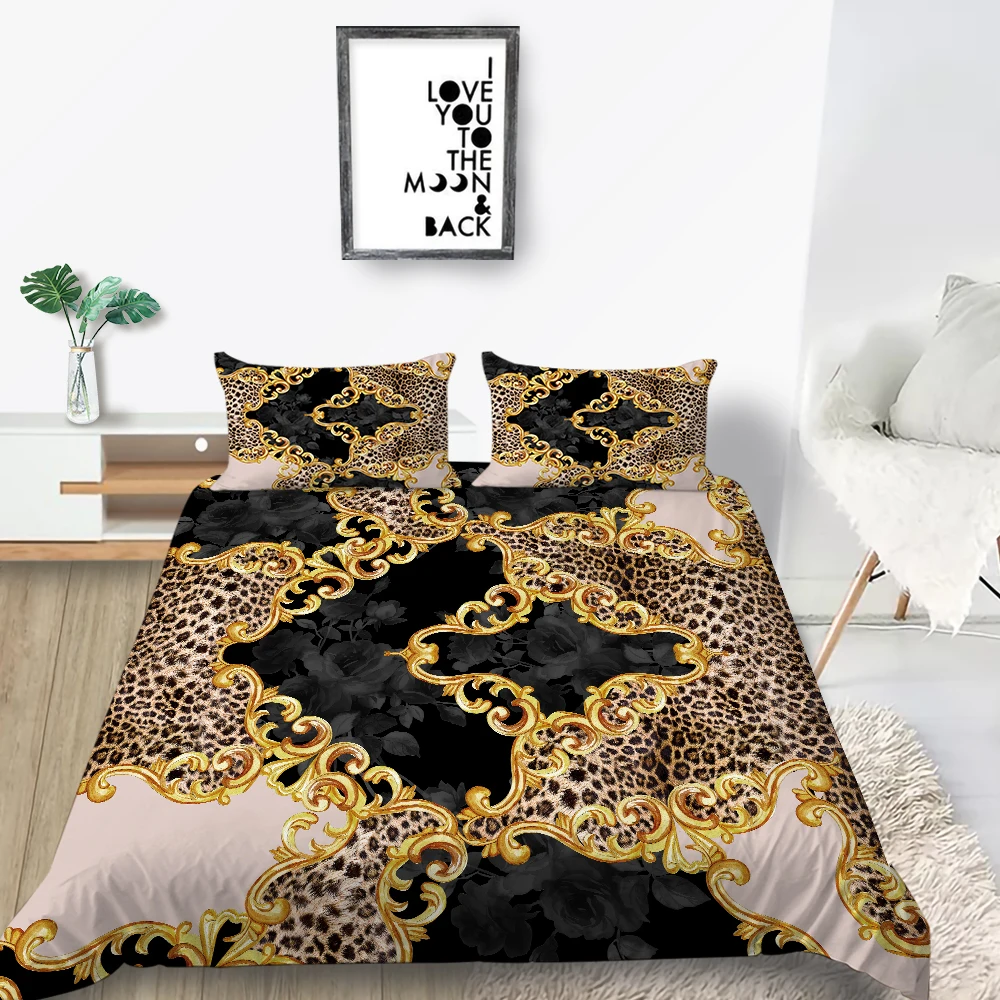 Floral Bedding Set Golden Pattern Elegant Duvet Cover Leopard King Queen Single Twin Full Double Vintage Bed Set Creative
Floral Bedding Set Golden Pattern Elegant Duvet Cover Leopard King Queen Single Twin Full Double Vintage Bed Set Creative