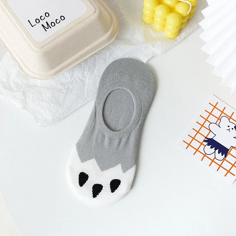 5 Pairs Summer Women's Solid Color Short Cotton Sock Girl Cartoons Cat Paw Invisible Silicone Anti-Off Fashion Breathable Socks 
5 Pairs Summer Women's Solid Color Short Cotton Sock Girl Cartoons Cat Paw Invisible Silicone Anti-Off Fashion Breathable Socks