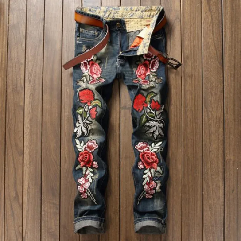 Men's Jeans New Autumn Winter European American States Straight Tube Slim Jeans Fashion Trend Embroidery Rose Retro Blue Jeans
Men's Jeans New Autumn Winter European American States Straight Tube Slim Jeans Fashion Trend Embroidery Rose Retro Blue Jeans