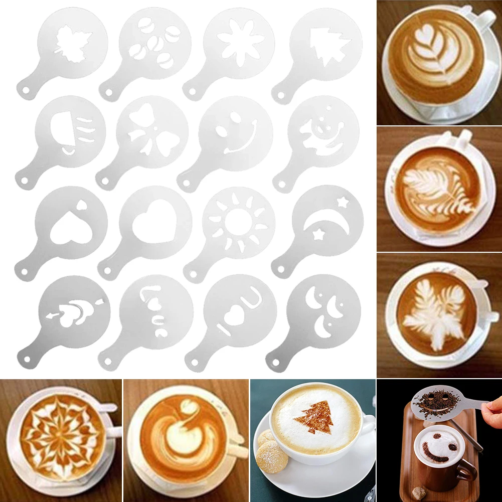 16Pcs/set Plastic Frothing Coffee Pitcher Pull Flower Template Mold Barista Stencils Decorating Tool Art Milk Froth Cappuccino
16Pcs/set Plastic Frothing Coffee Pitcher Pull Flower Template Mold Barista Stencils Decorating Tool Art Milk Froth Cappuccino