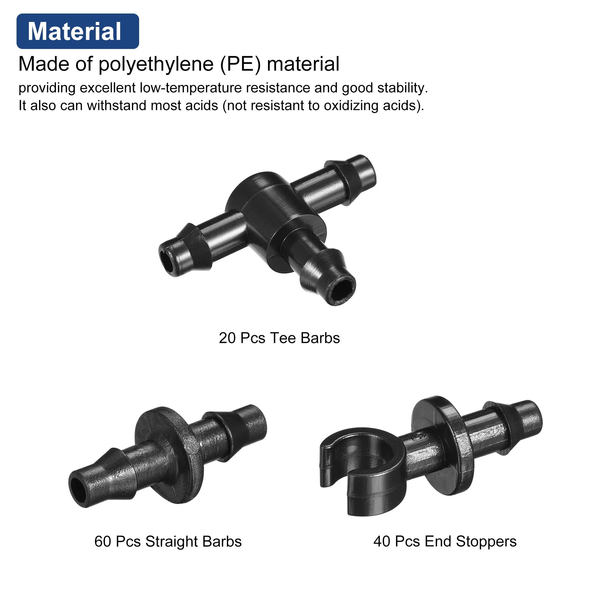 Uxcell Irrigation Fittings Kit 6.5mm Barbed 60 Straight 20 Tee Barbs 40 End Stoppers for Garden Watering Tube
Uxcell Irrigation Fittings Kit 6.5mm Barbed 60 Straight 20 Tee Barbs 40 End Stoppers for Garden Watering Tube