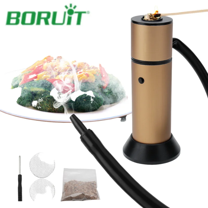 

BORUIT Food Cold Smoke Generator Meat Burn Smokehouse Cooking Portable Molecular Cuisine Smoking Gun for BBQ Grill Smoke Infuser