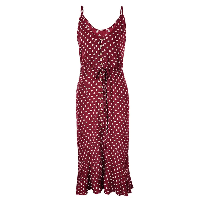 KNOYEER Dot Print Strap Long Dresses Women Vintage Sleeveless Button V Neck Casual Summer Vestidos 2021 Boho Beach Wear Dress
KNOYEER Dot Print Strap Long Dresses Women Vintage Sleeveless Button V Neck Casual Summer Vestidos 2021 Boho Beach Wear Dress