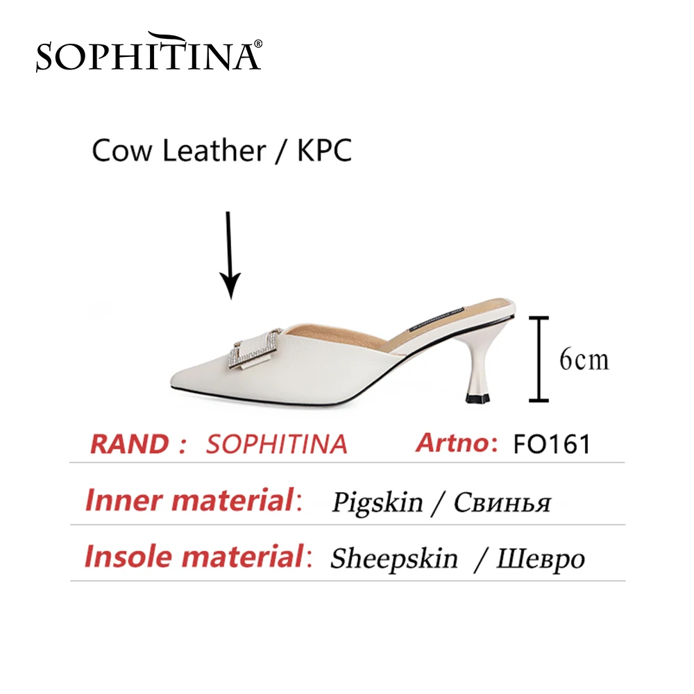 SOPHITINA Female Heel Shoes Women Genuine Leather Mules Comfortable Dressing Mature Style Pointed Toe Summer Crystal Dress FO161
SOPHITINA Female Heel Shoes Women Genuine Leather Mules Comfortable Dressing Mature Style Pointed Toe Summer Crystal Dress FO161