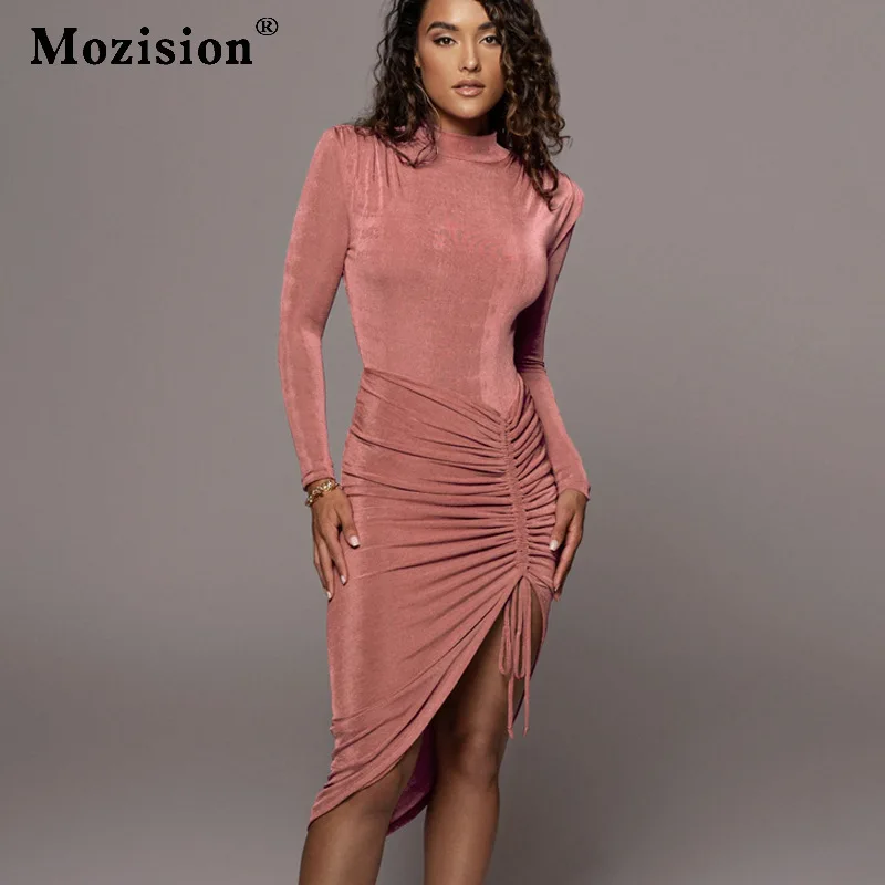 Mozision Drawstring Ruched Madi Dress Women Autumn O Neck Full Sleeve Long Dresses Femme Fashion Irregular Elegant Dress
Mozision Drawstring Ruched Madi Dress Women Autumn O Neck Full Sleeve Long Dresses Femme Fashion Irregular Elegant Dress