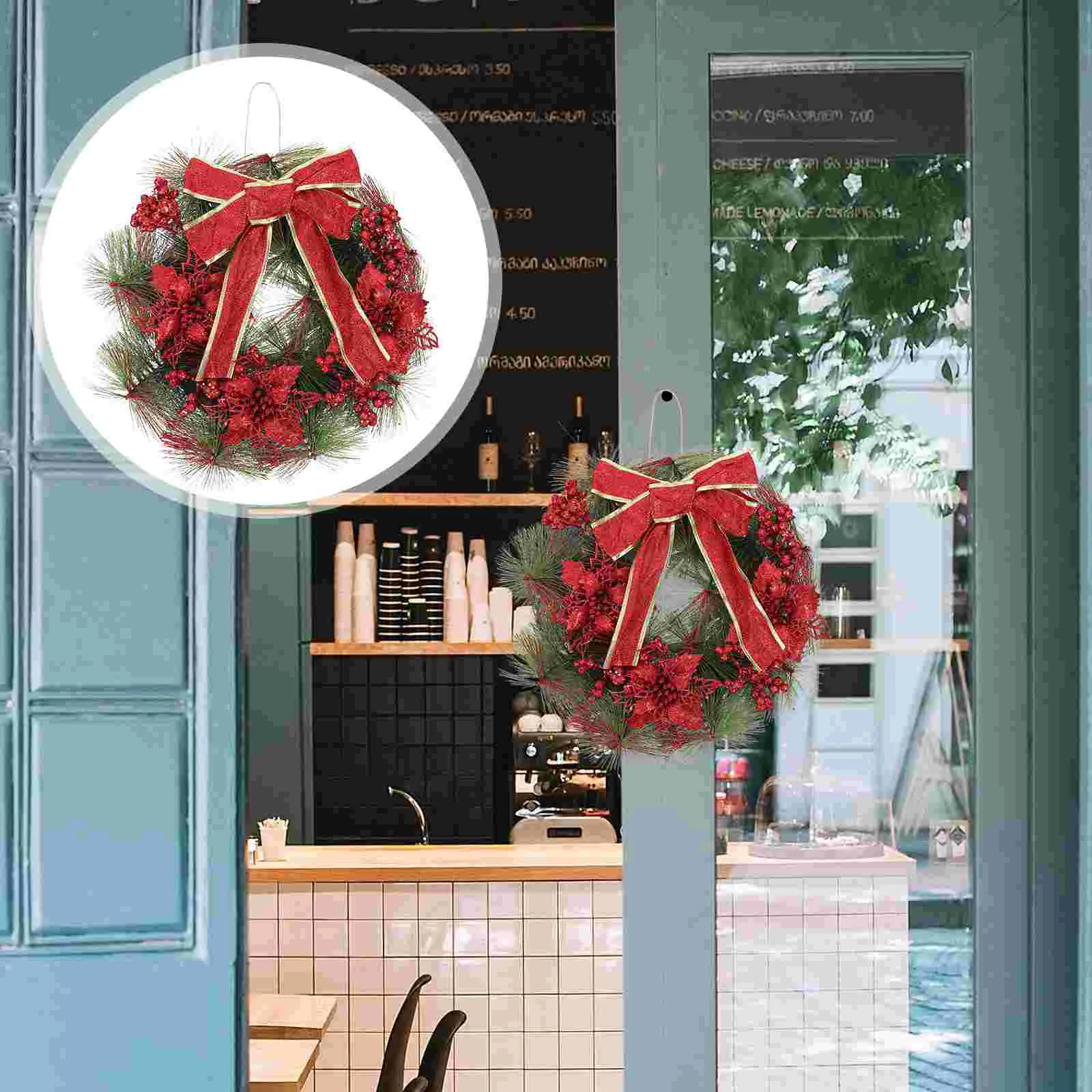 1 шт. Рождественский венок, дверной висячий венок, Рождественская Декоративная гирлянда, дверное украшение 
1 шт. Рождественский венок, дверной висячий венок, Рождественская Декоративная гирлянда, дверное украшение