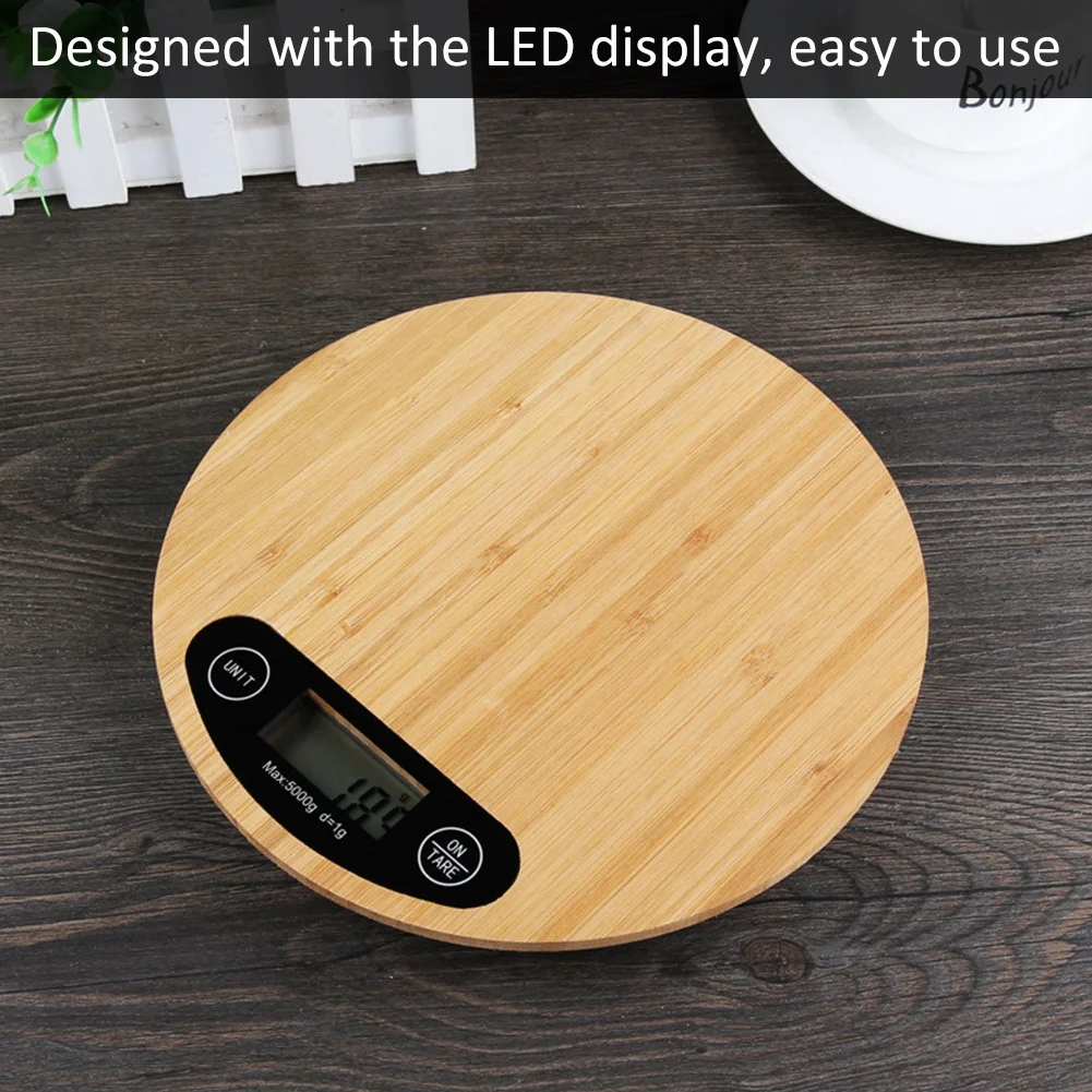 Round Bamboo LED Display Electric Kitchen Weighing Scale Cooking Food 5kg/ 1gWeighing Scale
Round Bamboo LED Display Electric Kitchen Weighing Scale Cooking Food 5kg/ 1gWeighing Scale