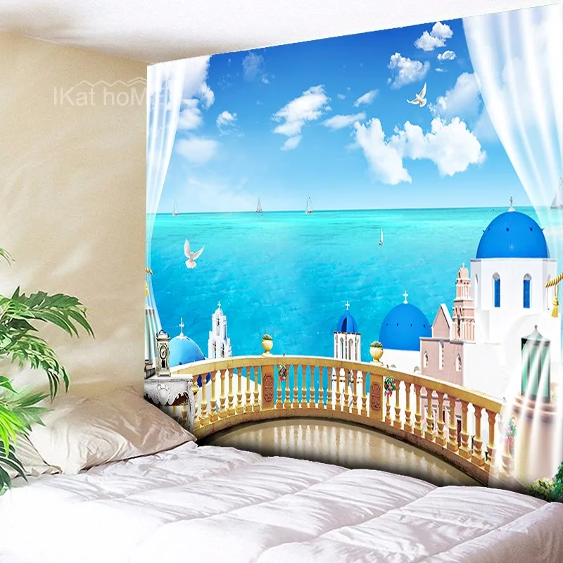 Psychedelic Tapestry Mediterranean Castle Wall Hanging Sea Beach Scenery Wall Cloth Carpet Landscape Tapestry Home Decoration
Psychedelic Tapestry Mediterranean Castle Wall Hanging Sea Beach Scenery Wall Cloth Carpet Landscape Tapestry Home Decoration