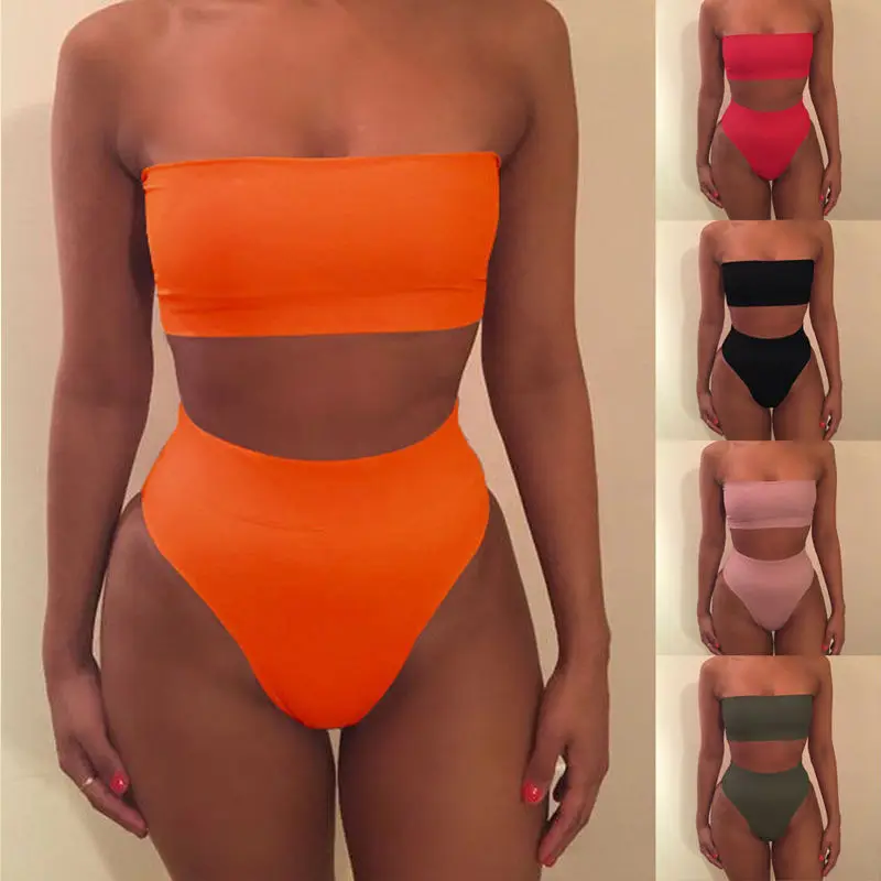 2Pcs Women's Push Up Bra Casual Sexy Solid Color Swimsuit Fashion Strapless Polyester Swimwear Bathing High Waisted Bikini Set
2Pcs Women's Push Up Bra Casual Sexy Solid Color Swimsuit Fashion Strapless Polyester Swimwear Bathing High Waisted Bikini Set