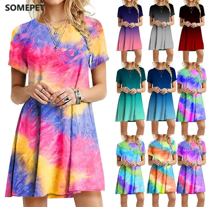 Plus Size S-5XL Gradient Print Women Dress Sundress New Short Sleeve Rainbow Tie-Dye Loose Casual Party Mini Dress Vestidos
Plus Size S-5XL Gradient Print Women Dress Sundress New Short Sleeve Rainbow Tie-Dye Loose Casual Party Mini Dress Vestidos