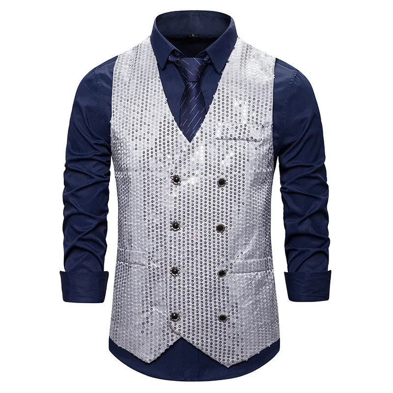 COLDKER Men's Stage Costumes Small Sequined Vest V-Neck Sleeveless Business Casual Slim Fit Skinny Waistcoat casual cloth male
COLDKER Men's Stage Costumes Small Sequined Vest V-Neck Sleeveless Business Casual Slim Fit Skinny Waistcoat casual cloth male