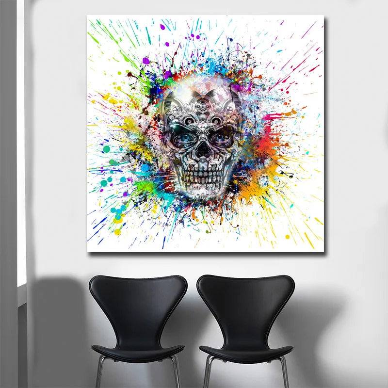 Фото Современный винтажный постер с абстрактным черепом Художественная Картина на