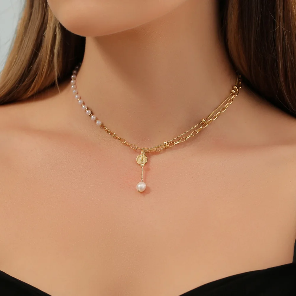 Vintage Chain Pearl Pendant Necklace for Women Fashion Temperament Trend Double Layer Chain Fashion Stitching Necklace Jewelry
Vintage Chain Pearl Pendant Necklace for Women Fashion Temperament Trend Double Layer Chain Fashion Stitching Necklace Jewelry