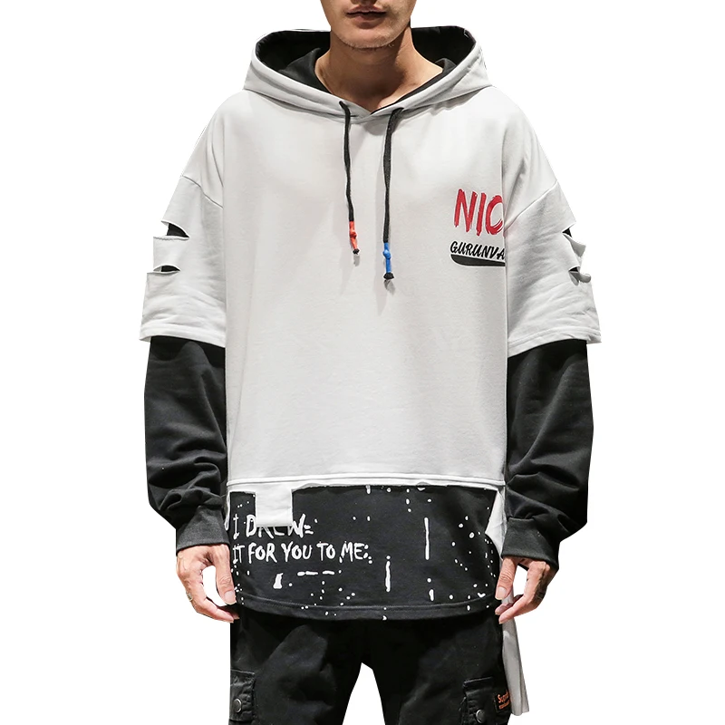 Men's fake two-piece print hooded sweatshirt Hip Hop Street-wear Fashion Outwear Casaul Sweatshirt Coat Hand Panting Homme 5XL 
Men's fake two-piece print hooded sweatshirt Hip Hop Street-wear Fashion Outwear Casaul Sweatshirt Coat Hand Panting Homme 5XL