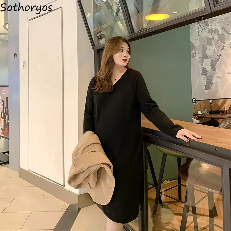 Dresses Long Sleeve V-neck Knitted Spring Basic Cozy 4XL Loose Fashion Solid Side-slit Womens Outwear Casual Elegant Korean Chic
Dresses Long Sleeve V-neck Knitted Spring Basic Cozy 4XL Loose Fashion Solid Side-slit Womens Outwear Casual Elegant Korean Chic
