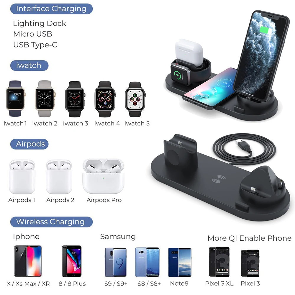 4 In 1 Wireless Charger 10W Charger Dock For Apple Watch Airpods Pro Wireless Charge Stand Fast Charge For Iphone 11 12 Pro SE 2
4 In 1 Wireless Charger 10W Charger Dock For Apple Watch Airpods Pro Wireless Charge Stand Fast Charge For Iphone 11 12 Pro SE 2