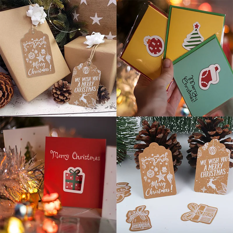 

Merry Christmas Kraft Paper Tags Xmas tree Hanging Label Xmas Party Blessing Card Navidad new year Party Gift Card Decorations