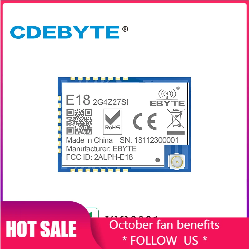 E18-2G4Z27SI Zigbee CC2530 PA CC2592 2.4Ghz 500mW IoT uhf Wireless Transceiver 27dBm 2.4 ghz Transmitter and Receiver Module
E18-2G4Z27SI Zigbee CC2530 PA CC2592 2.4Ghz 500mW IoT uhf Wireless Transceiver 27dBm 2.4 ghz Transmitter and Receiver Module