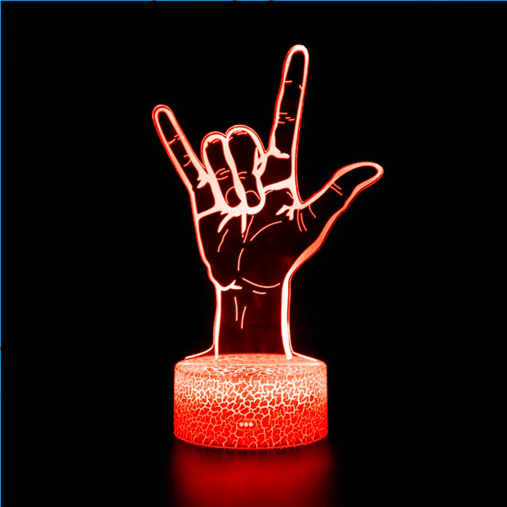 Rock hand sign gesture icon LED lamp creative 3D illusion lamp novelty table lamp rock music fan LED USB decorative night light
Rock hand sign gesture icon LED lamp creative 3D illusion lamp novelty table lamp rock music fan LED USB decorative night light