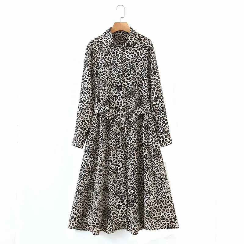 Women's 2021 New Spring Summer Elegant Leopard Shirt Collar Long Dress For Ladies Bandage Long Sleeve Casual Dresses All Match
Women's 2021 New Spring Summer Elegant Leopard Shirt Collar Long Dress For Ladies Bandage Long Sleeve Casual Dresses All Match