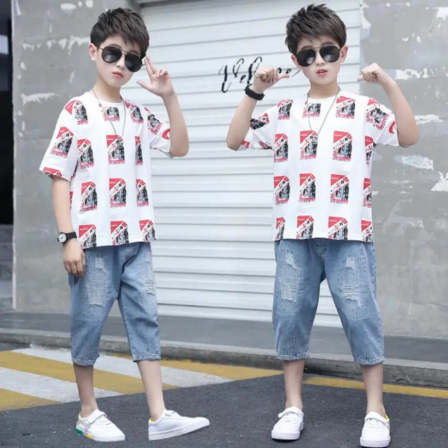 Children Boys Clothing Sets Summer Fashion Printed T-shirts+Jeans 2pcs Kids Sport Suit For 4-12 yrs Boys Clothes
Children Boys Clothing Sets Summer Fashion Printed T-shirts+Jeans 2pcs Kids Sport Suit For 4-12 yrs Boys Clothes