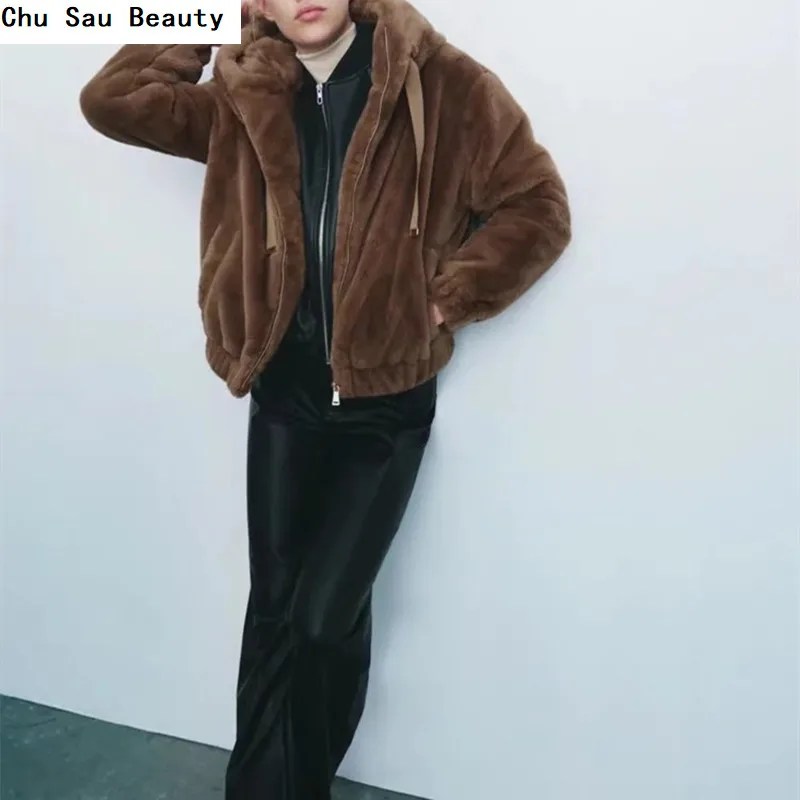 Chu Sau Beauty New ZA Women Brown Faux Leather Effect Jacket Winter Warm Hooded Front Zipper Loose&Comfortable Soft Trendy Coat
Chu Sau Beauty New ZA Women Brown Faux Leather Effect Jacket Winter Warm Hooded Front Zipper Loose&Comfortable Soft Trendy Coat