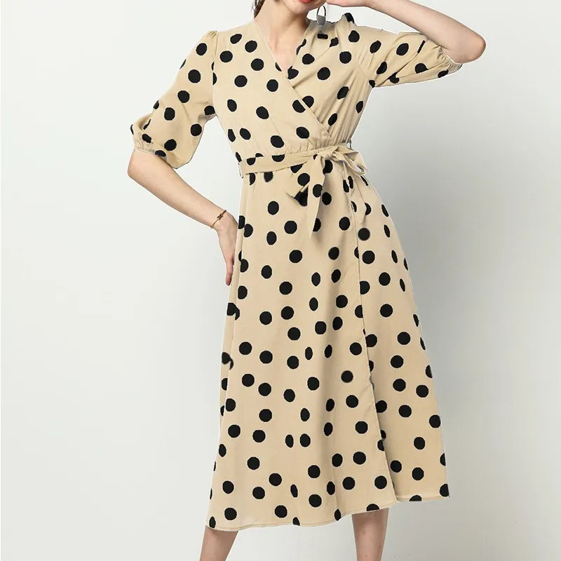 Summer Polka Dot Dress Women Chiffon High Waist Long Dress V-neck Casual Vintage Vacation Dresses S-XXL Vestidos
Summer Polka Dot Dress Women Chiffon High Waist Long Dress V-neck Casual Vintage Vacation Dresses S-XXL Vestidos