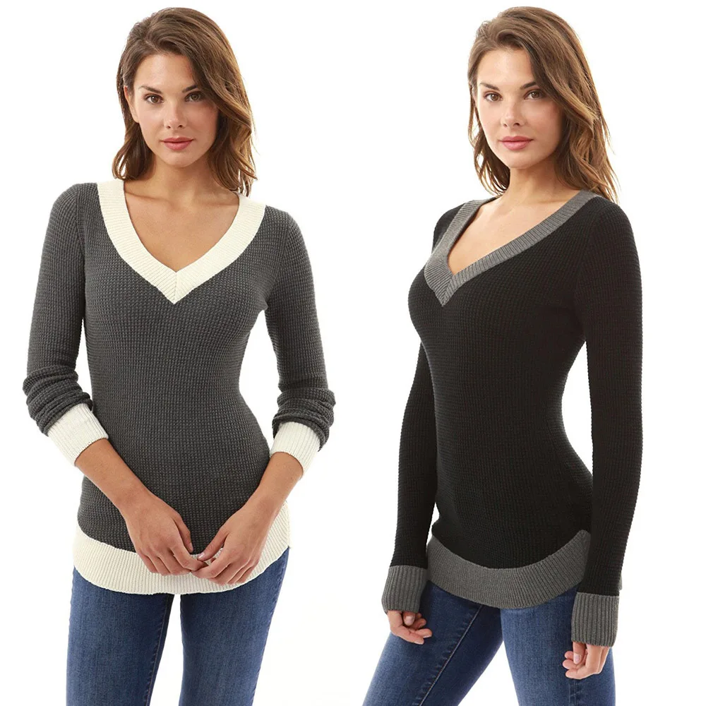 Quality Shirts Autumn/Winter Fashion Sexy V-neck Women T-shirts Long Sleeve Patchwork Slim Knitted Sweaers Women Pullovers Tops
Quality Shirts Autumn/Winter Fashion Sexy V-neck Women T-shirts Long Sleeve Patchwork Slim Knitted Sweaers Women Pullovers Tops