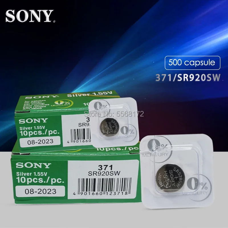 500Pcs/Lot SONY Brand New Single grain packing 1.55v 371 SR920SW LR69 LR920 AG6 Watch Battery Button Coin Cell MADE IN JAPAN
500Pcs/Lot SONY Brand New Single grain packing 1.55v 371 SR920SW LR69 LR920 AG6 Watch Battery Button Coin Cell MADE IN JAPAN