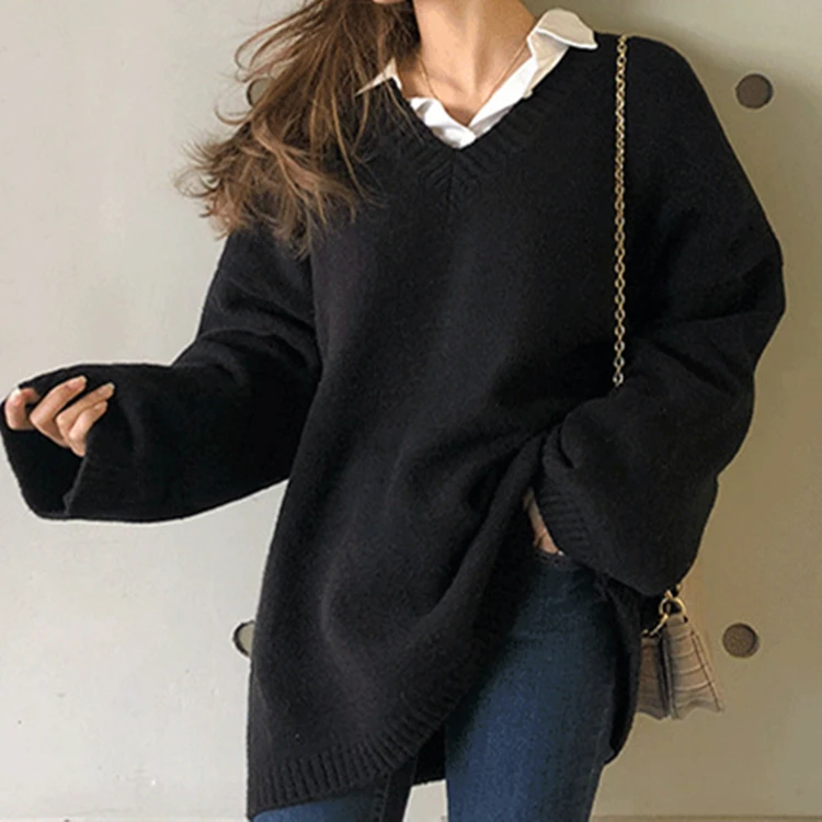 Ailegogo 2020 Autumn Winter Women Sweater V-Neck pullovers Minimalist Knitted Elegant Ladies Loose Solid Color Tops SW8558
Ailegogo 2020 Autumn Winter Women Sweater V-Neck pullovers Minimalist Knitted Elegant Ladies Loose Solid Color Tops SW8558